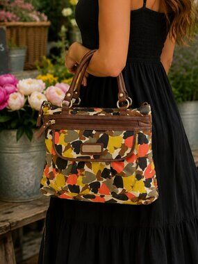 Relic Floral Satchel Canvas + Faux Leather EUC
